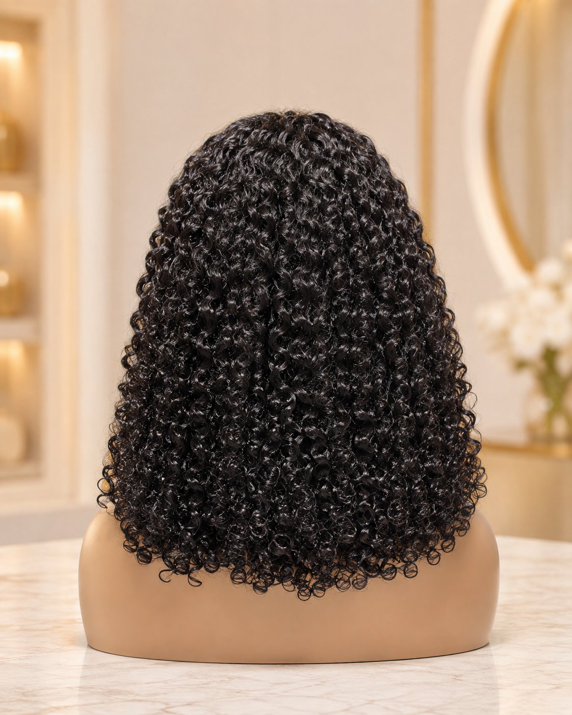 1B Natural Black 18 Inch SDD Kinky Curly Glueless Human Hair Wig 5×5 HD Lace Closure