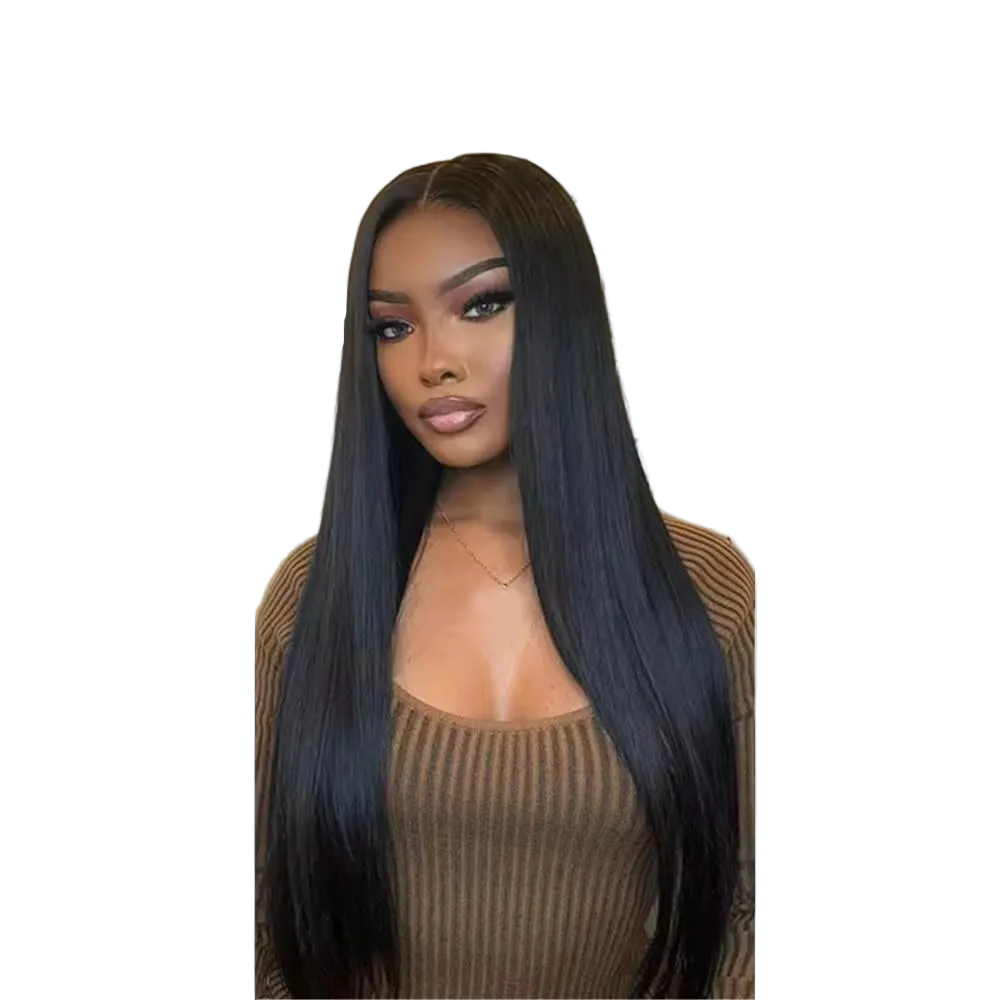 28 inch 1B straight glueless 13x4 HD lace front human hair wig