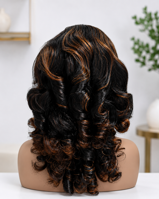 14 Inch Chocolate Brown Bouncy Curly Glueless 4x4 HD Lace Closure Human Hair Wig