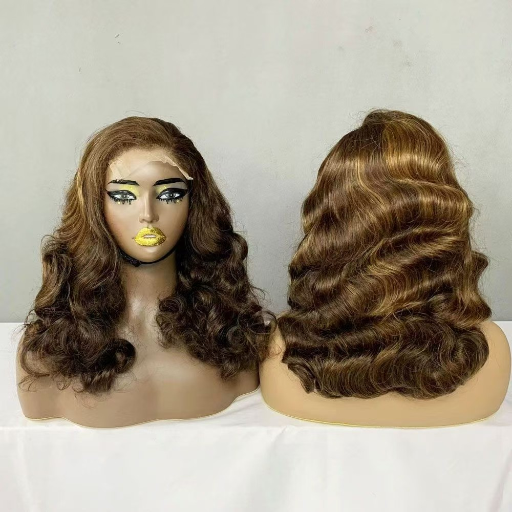 18 Inch #4/27 Honey Blonde Highlight Body Wave 4×4 HD Lace Closure Human Hair Wig