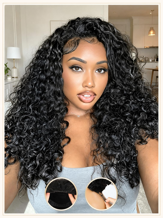 24 Inch 1B Indian Curly Glueless 5x5 HD Lace Closure Human Hair Wig