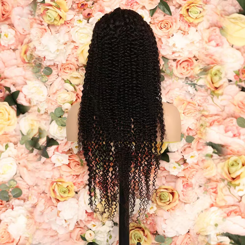 28 Inch 1B Jerry Curl Glueless 13X4 HD Lace Human Hair Wig