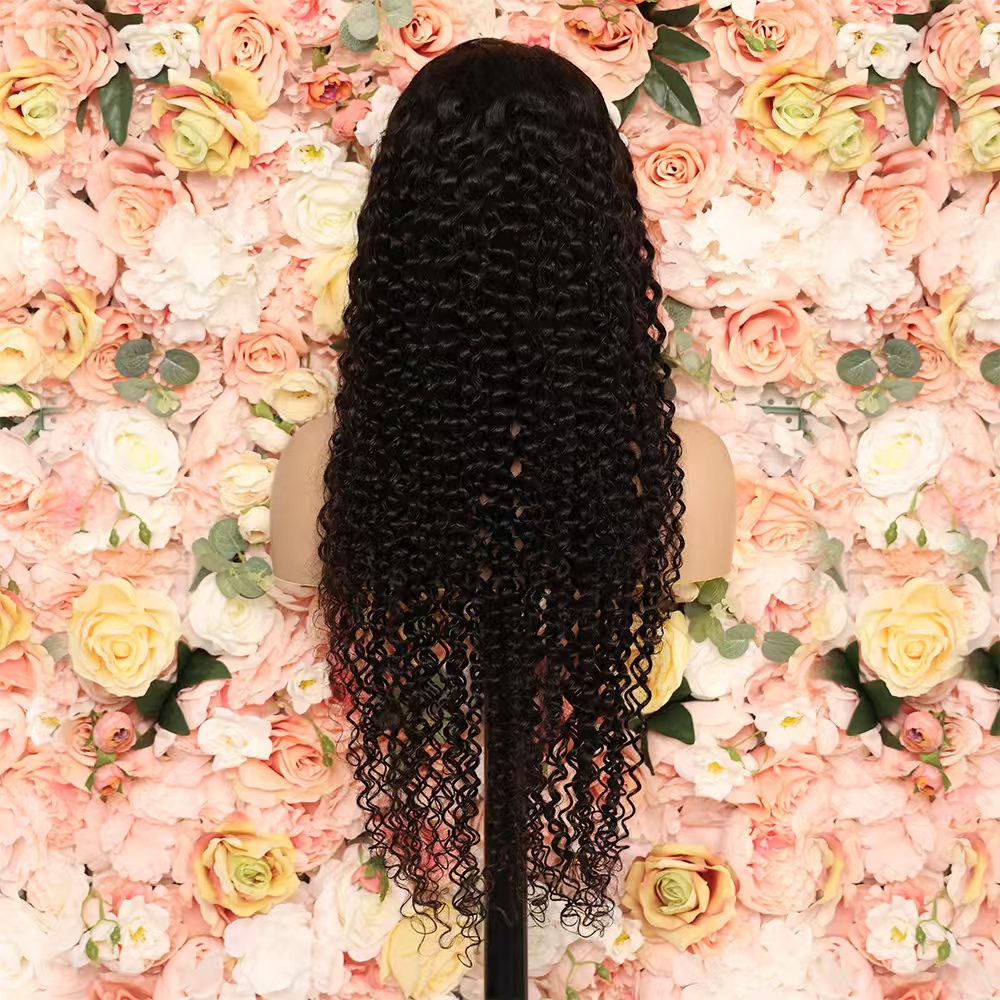 28 Inch 1B Kinky Curly Glueless 13X4 HD Lace Human Hair Wig