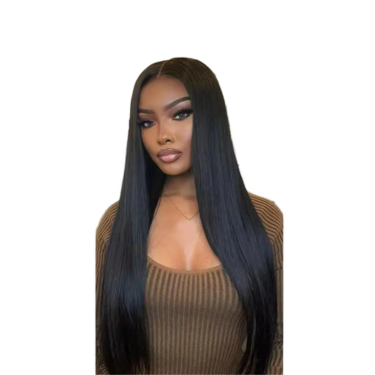 28 inch 1B straight glueless 13x4 HD lace front human hair wig