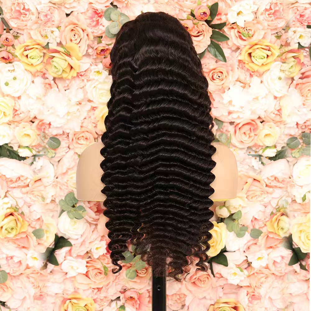 28 Inch 1B Deep Wave Glueless 13×4 HD Lace Front Human Hair Wig
