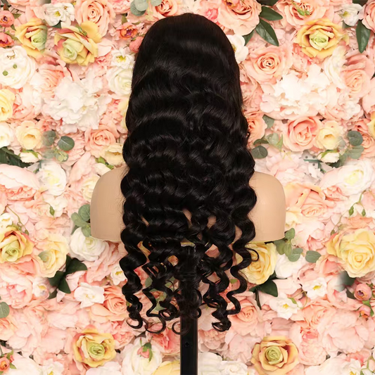 28 Inch 1B Loose Wave Glueless 13×4 HD Lace Front Human Hair Wig