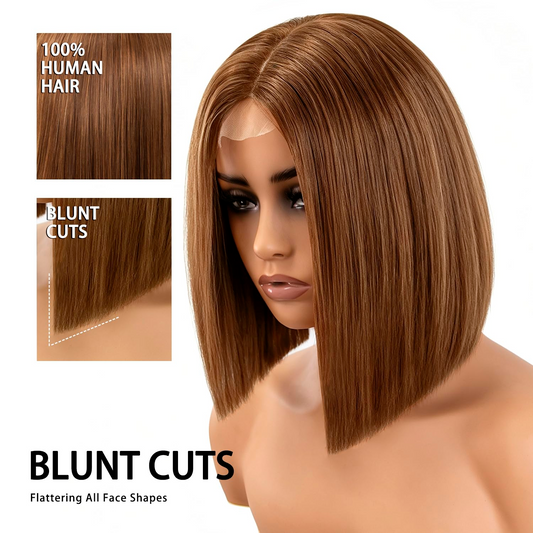 #4 Chocolate Brown ST Silk Touch 2×6 Cuticle Aligned BOB Glueless Band Human Hair Wig