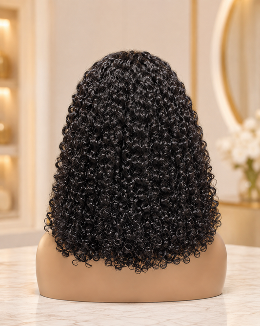 1B Natural Black 18 Inch SDD Kinky Curly Glueless Human Hair Wig 5×5 HD Lace Closure